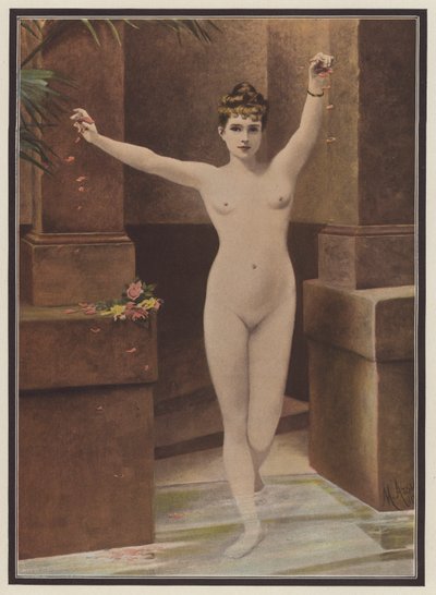 A fürdőben (színes litho) alkotó: Marguerite Arosa