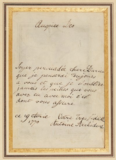 Autogramlevél Thérèse-nek vagy Barbe Durieux-nak, 1770. április 19-én alkotó: Maria Antonia Josepha Johanna von Habsburg-Lothringen