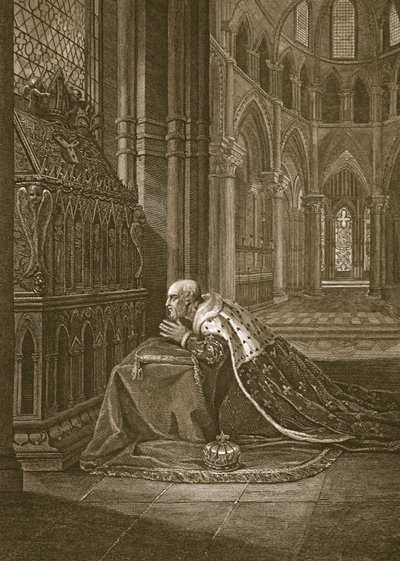 VII. Lewis, Franciaország királya, Beckett sírja előtt, W. Sharp metszete, illusztráció David Hume „Anglia története” című művéből, pub. R. Bowyer, London, 1812 alkotó: Maria Hadfield Cosway