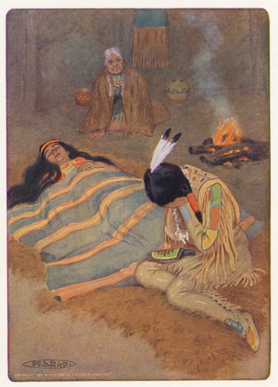 Longfellow Hiawatha című művének illusztrációja (színes litográfia) alkotó: Maria Louise Kirk