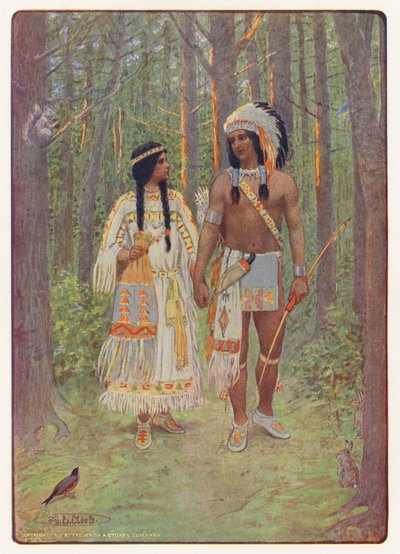 Longfellow Hiawatha című művének illusztrációja (színes litográfia) alkotó: Maria Louise Kirk
