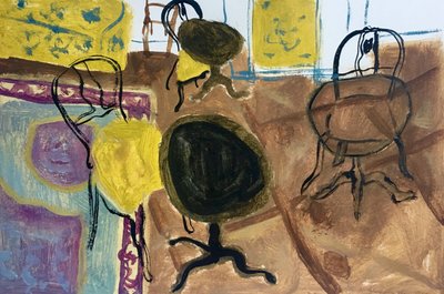 Yellow Interior, 2018 (olaj, papír) alkotó: Maria Magenta