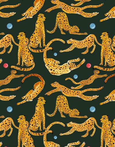 Leopárdok játékban, 2020 (akvarell és toll, papír) alkotó: Marianna Kulukundis