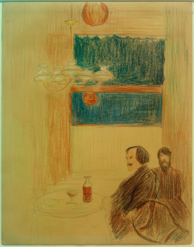 Két férfi az étteremben alkotó: Marianne von Werefkin
