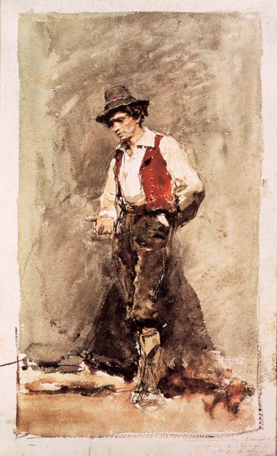 calabriai. Mariano Fortuny (1838-1874) akvarellje. 1868. Barcelona. Katalónia Nemzeti Művészeti Múzeum. alkotó: Mariano Fortuny y Marsal