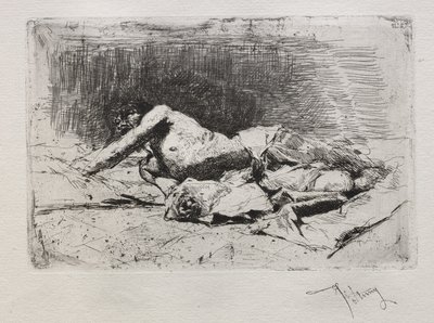 Ember gördülő piszok. alkotó: Mariano José María Bernardo Fortuny y Carbó