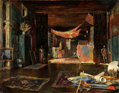 A festő műterme a Palazzo Pesaro Orfeiban. alkotó: Mariano Fortuny y Madrazo
