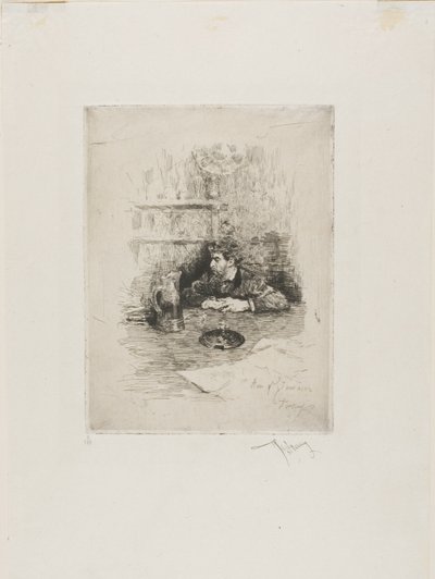 Eduardo Zamaçois, spanyol festő portréja alkotó: Mariano Fortuny y Marsal