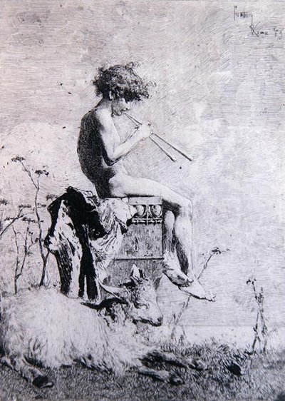 Idill (rézkarc) alkotó: Mariano José María Bernardo Fortuny y Carbó