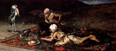 A kígyóbűvölők, 1870. alkotó: Mariano José María Bernardo Fortuny y Carbó