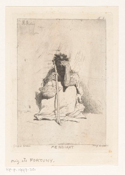 Ülő koldus bottal Mendiáns (cím a tárgyon) alkotó: Mariano José María Bernardo Fortuny y Carbó