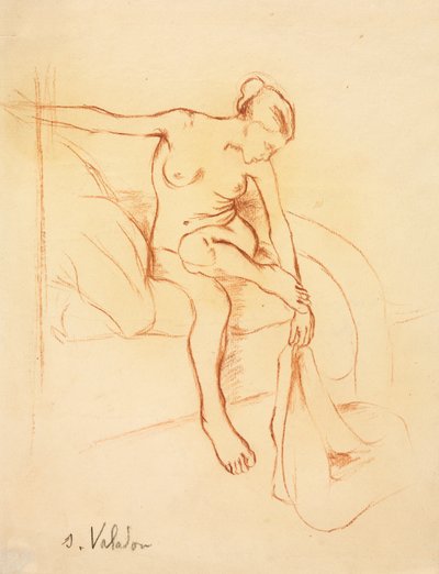 Ágyon ülő meztelen nő, XX. század első harmadában. alkotó: Marie Clementine (Suzanne) Valadon