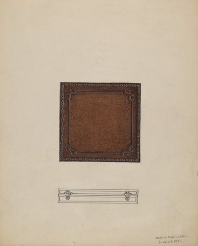 Bőr éremtartó, 1936. alkotó: Marie Famularo