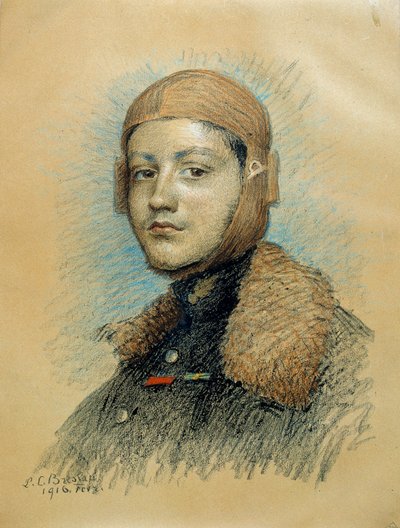 Georges Guynemer (1894-1917) francia hadipilóta portréja. 1916. februári rajz. Marie Louise Catherine Breslau (1856-1928) rajza ec.suis. alkotó: Marie Louise Catherine Breslau