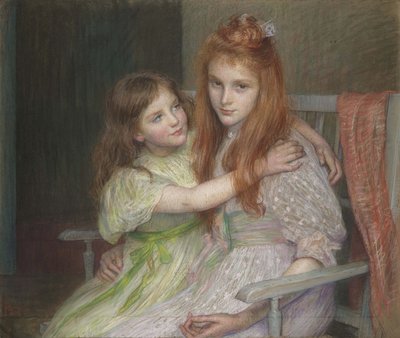 Két lány ül egy padon alkotó: Marie Louise Catherine Breslau