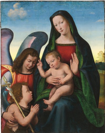 A Madonna és a gyermek az ifjú Keresztelő Szent Jánossal és egy angyallal alkotó: Mariotto Albertinelli