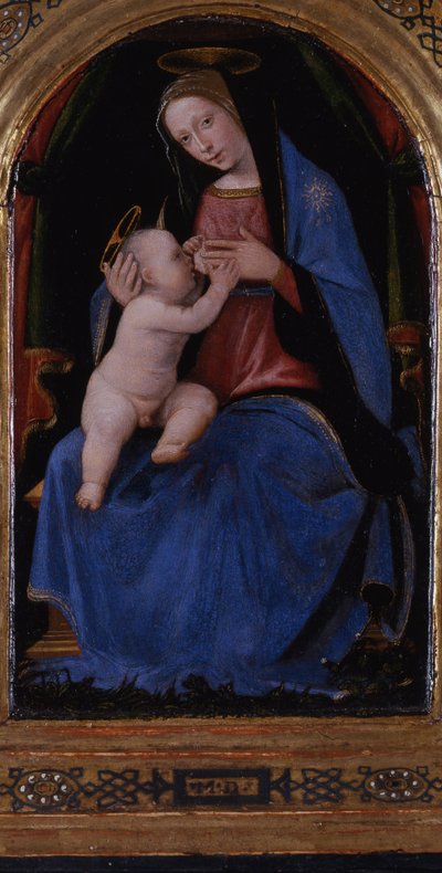 Triptichon, központi panel: Enthroned Maria lactans, 1500 alkotó: Mariotto Albertinelli