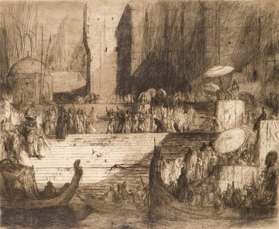 Temetési szertartás a Gangesznél (rézkarc) alkotó: Marius Alexander Jacques Bauer
