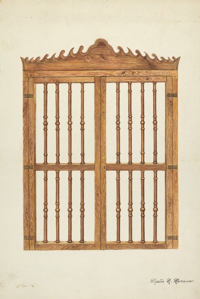 Fából készült rácsajtók, c. 1937. alkotó: Marius Hansen