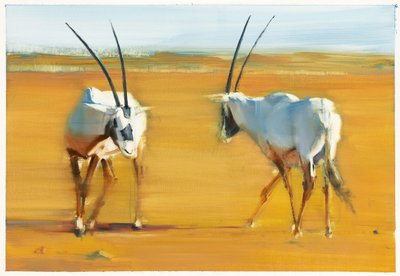 Circling Arabian Oryx, 2010 (olaj, papír) alkotó: Mark Adlington