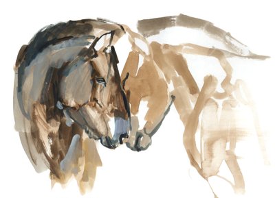 Orrtól orrig (Przewalski), 2013 (sennelier tus, akvarell és gouache) alkotó: Mark Adlington