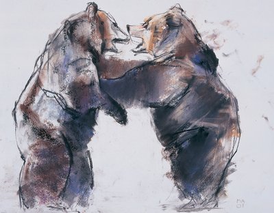 Playfight, 2001 (szén és vita papíron) alkotó: Mark Adlington
