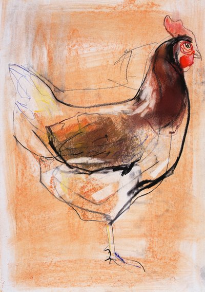 Álló tyúk, 1998 (grafit, konté és szén papíron) alkotó: Mark Adlington