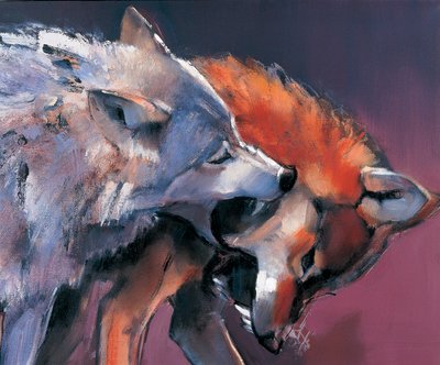 Two Wolves olaj, vászon részlete 275280 alkotó: Mark Adlington