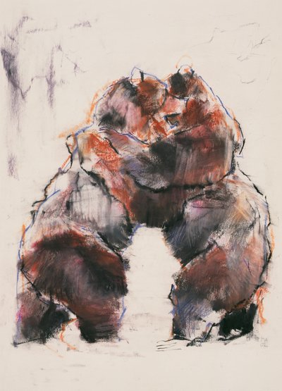 Birkózás (szén és verseny papíron) alkotó: Mark Adlington