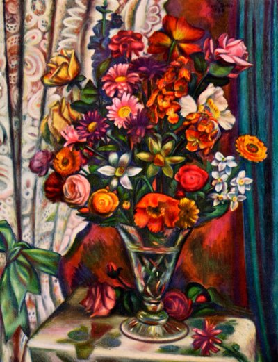 Virágcsendélet ezüst vázában, 1930. alkotó: Mark Gertler