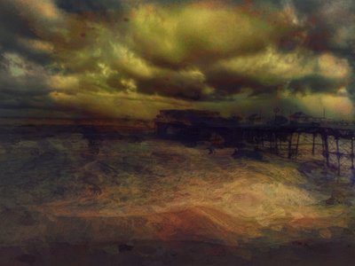Vihar éjszaka, Cromer Pier, Norfolk (vegyes technika) alkotó: Mark Gordon