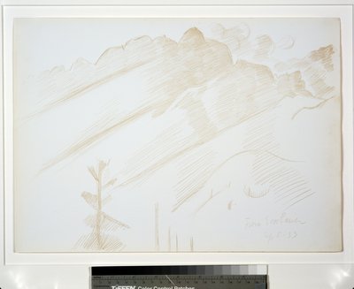 Hegyi táj felhőkkel és fákkal alkotó: Marsden Hartley