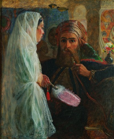 The Hookah Smoker (olaj, vászon a fedélzeten) alkotó: Marshall Claxton