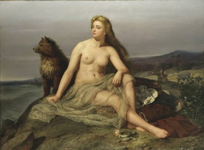 Kraka (Aslaug, Aslog), szerző: Winge, Marten Eskil (1825-1896). Olajfestmény alkotó: Mårten Eskil Winge