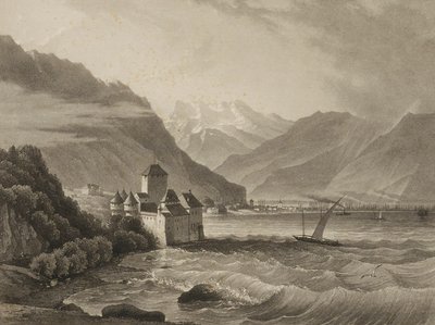 Chateau de Chillon; kilátás Vevey-ből alkotó: Martens