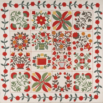 "Album Quilt", Baltimore, Maryland, 1861 körül (pamut selyemmel és gyapjúval) alkotó: Martha E. Keech