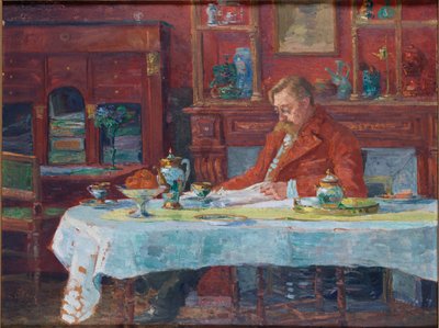 Émile Verhaeren 1855-1918 asztalnál, 1900. alkotó: Marthe Verhaeren