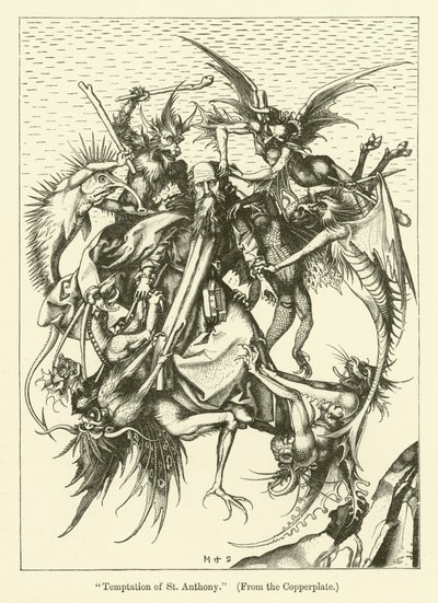 Szent Antal megkísértése (metszet) alkotó: Martin (after) Schongauer