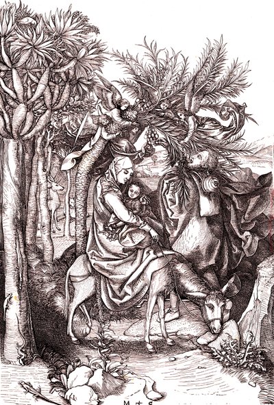 Repülés Egyiptomba, a Szent Családba alkotó: Martin (after) Schongauer