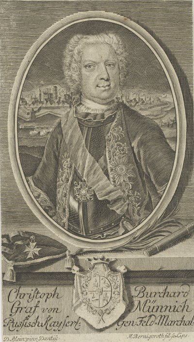 Burkhard Christoph von Munnich gróf portréja 1683-1767, 1730 körül. alkotó: Martin Bernigeroth