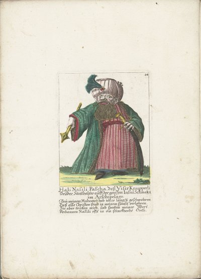 De dwerg Hali Nasili Pasha, 1710 körül Hali Nasili Pascha, testvére, Visir Knupperli, az arskipelágói Schmeks nagy sziget kormányzója (cím a tárgyon) Il Callotto resurcitato vagy újonnan berendezett kis szekrény (sorozat címe) alkotó: Martin Engelbrecht (attributed to)