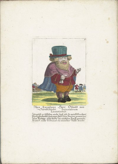 A dwerg Oswald van Stroblbardt, 1710 körül Excellenciája Herr Oswald von Stroblbardt Injuriarum Licentiatus (cím a tárgyon) Il Callotto resurcitato vagy újonnan berendezett kis szekrény (sorozat címe) alkotó: Martin Engelbrecht (attributed to)
