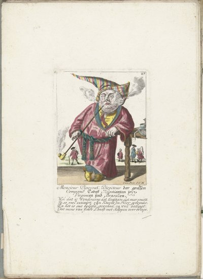 De dwerg Piperouk egy dohánybolt igazgatójaként, 1710 körül Monsieur Piperouk, a Tabak Negotianten nagyvállalat igazgatója Virginiában és Brazíliában (cím a tárgyon) Il Callotto resurcitato vagy újonnan berendezett kis szekrény (sorozat címe alkotó: Martin Engelbrecht (attributed to)