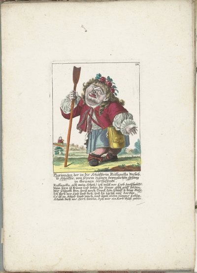 De dwerg Ploriander pásztorként, 1710 körül Ploriander, a Ruffanella pásztorlányba szerelmes pásztor, aki sírva fakadt saját mozgó dalára (cím a tárgyon) Il Callotto resurcitato vagy Újonnan berendezett kis szekrény (sorozat alkotó: Martin Engelbrecht (attributed to)