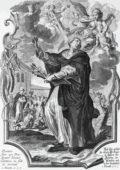 Vincent Ferrer (1350-1419), spanyol dominikánus, metszet: Martin Engelbrecht (1684-1756) alkotó: Martin Engelbrecht
