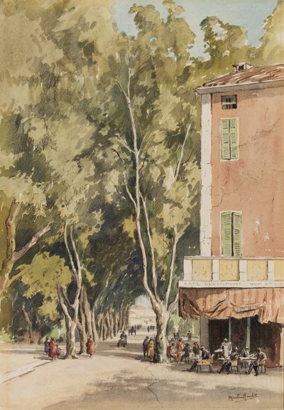 "An avenue of platan trees, Vaison", Vaucluse, 1933. október (tinta és akvarell papíron) alkotó: Martin Hardie