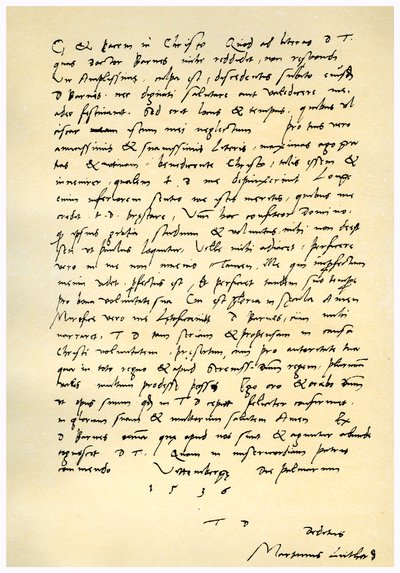 Luther Márton levele Thomas Cromwellnek, 1536. április 9 alkotó: Martin Luther