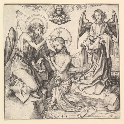 Krisztus keresztsége, kb. 1470-1474. alkotó: Martin Schongauer