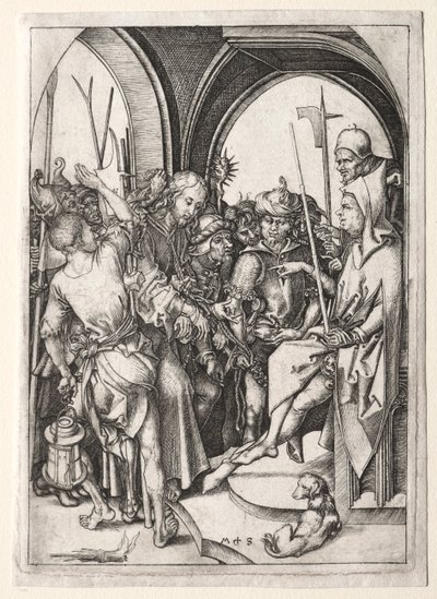 Krisztus a főpap előtt. alkotó: Martin Schongauer