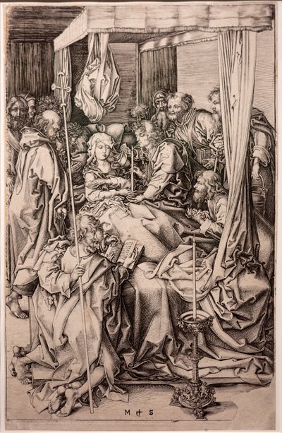 Gravírozás papírra. A Szűz halála. Schongauer Márton. 1470-1491 körül. (metszet papírra) alkotó: Martin Schongauer